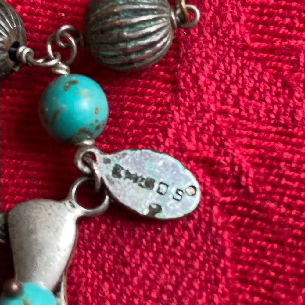 Chico’s Turquoise and Glass Statement Necklace - Picture 2 of 13